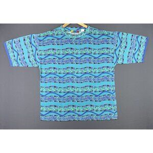 Vintage 90's Saturdays Surf Stripe Art Aztec Pattern Skate Shirt Multicolor Rare
